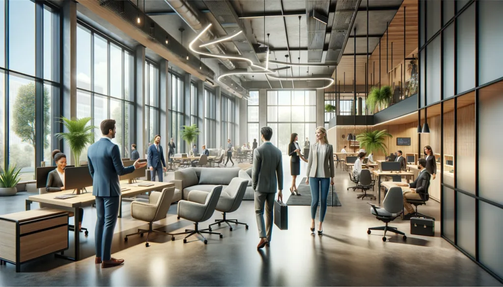 kunden im coworking space empfangen
