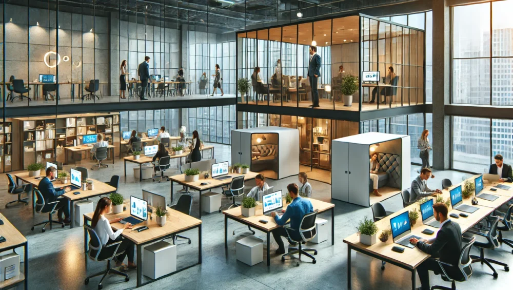 satellitenbüros coworking spaces hybrides arbeiten arbeitsmodell