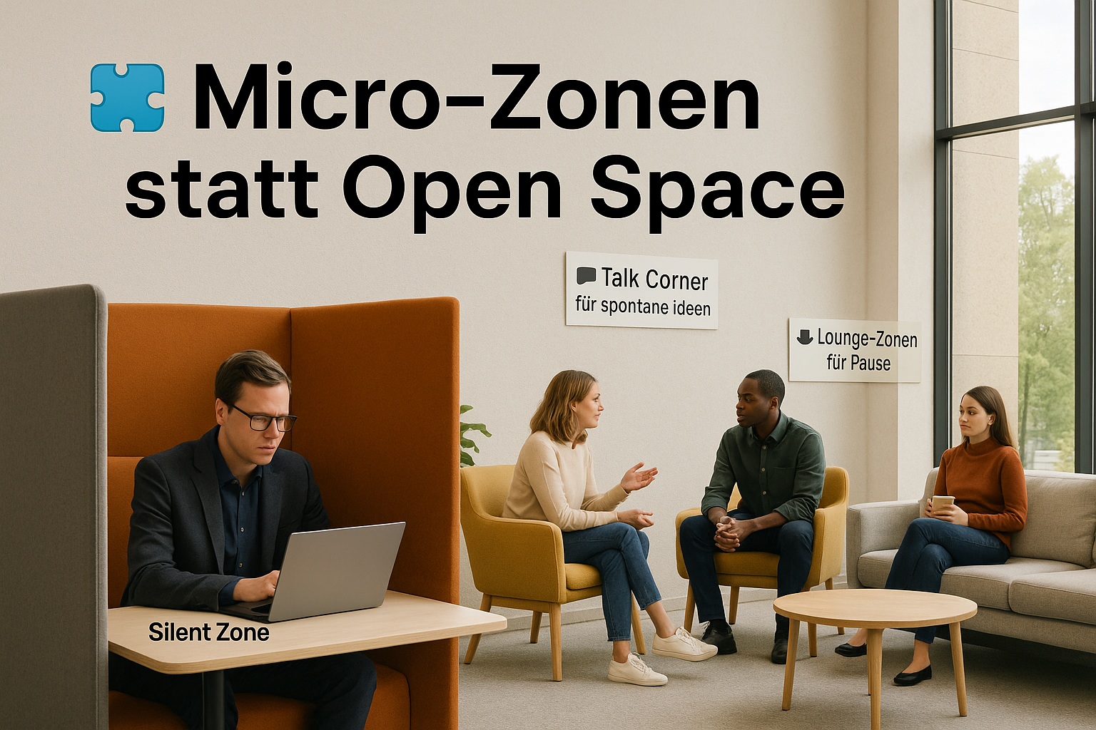 Micro-Zonen statt Open Space: Die Rückkehr der funktionalen Inseln im Coworking