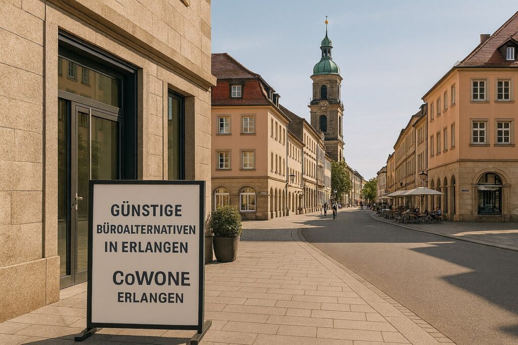 Günstige Büroalternativen in Erlangen – flexibel arbeiten im Herzen der Stadt 2 Günstige Büroalternativen in Erlangen Flexibel arbeiten im Coworking oder Shared Office – zentral gelegen, professionell ausgestattet, ohne lange Verträge.