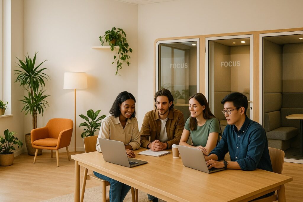 Hybrid first: Wie viele Tage im Space fühlen sich für Gen Z richtig an? 2 In diesem Leitfaden finden Sie heraus wie viele Coworking Tage pro Woche sich wirklich richtig anfuehlen fuer Gen Z 1