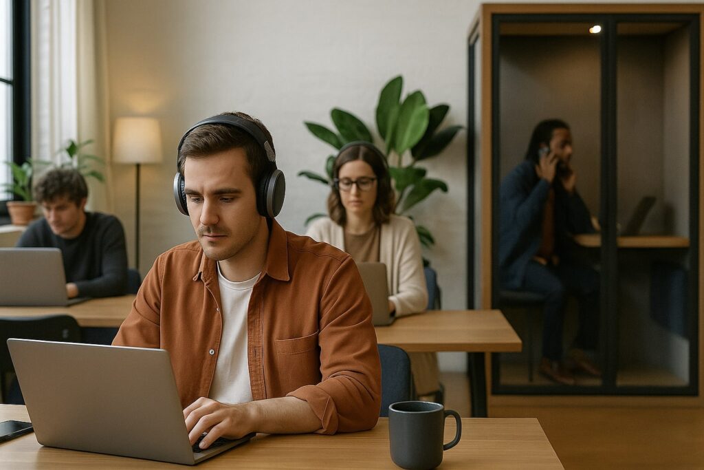 Deep Work im Coworking Space So gelingt fokussiertes Arbeiten mit klaren Ritualen, Fokuszonen, Noise-Management und smarter Kopfhörer-Etikette.