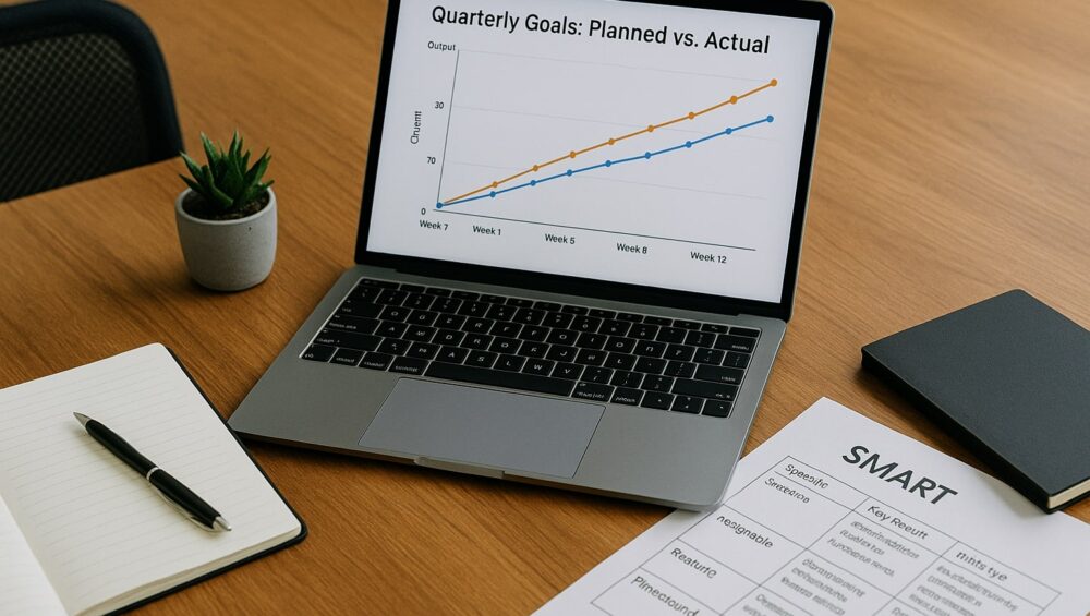 Quartalsziele werden mit Zielplanung realistisch OKRs und SMART clever kombinieren, Kapazität berücksichtigen und mit 12-Wochen-Tracker wöchentlich steuern.