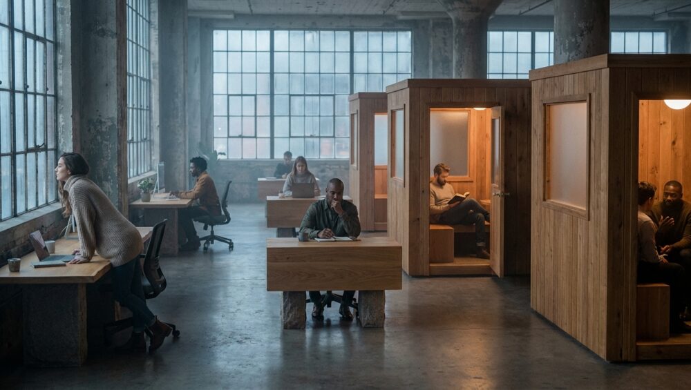 5 unterschätzte Prognosen zur Privatsphäre am Arbeitsplatz: Warum flexible Möbel, Raum‑in‑Raum und freistehende Workstations Ihre Flächennutzung verändern werden 1 img privatsphaere freistehende workstations